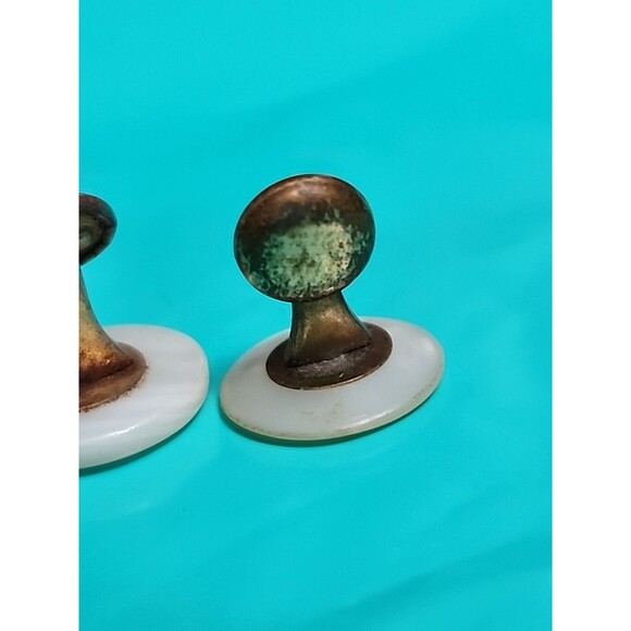 Vintage Swank Mother of Pearl Cufflinks Gold Tone Mid-Century Mens - Picture 5 of 5